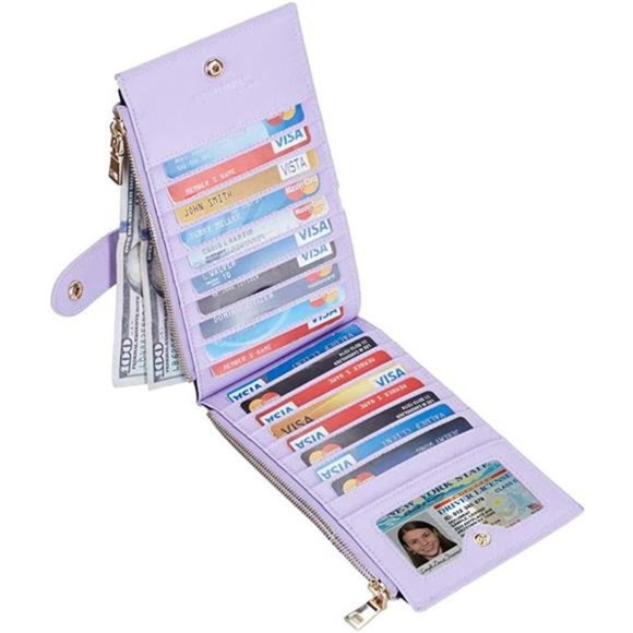 Womens Wallet RFID Blocking Bifold Multi Card Case Wallet with Zipper Pocket - Picture 2 of 5